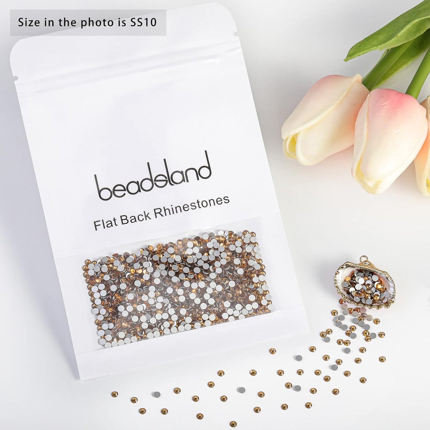 beadsland Flat Back Crystal Rhinestones Round Gems, Lt Colorado Topaz, (2.7-2.8mm) SS10/1440pcs