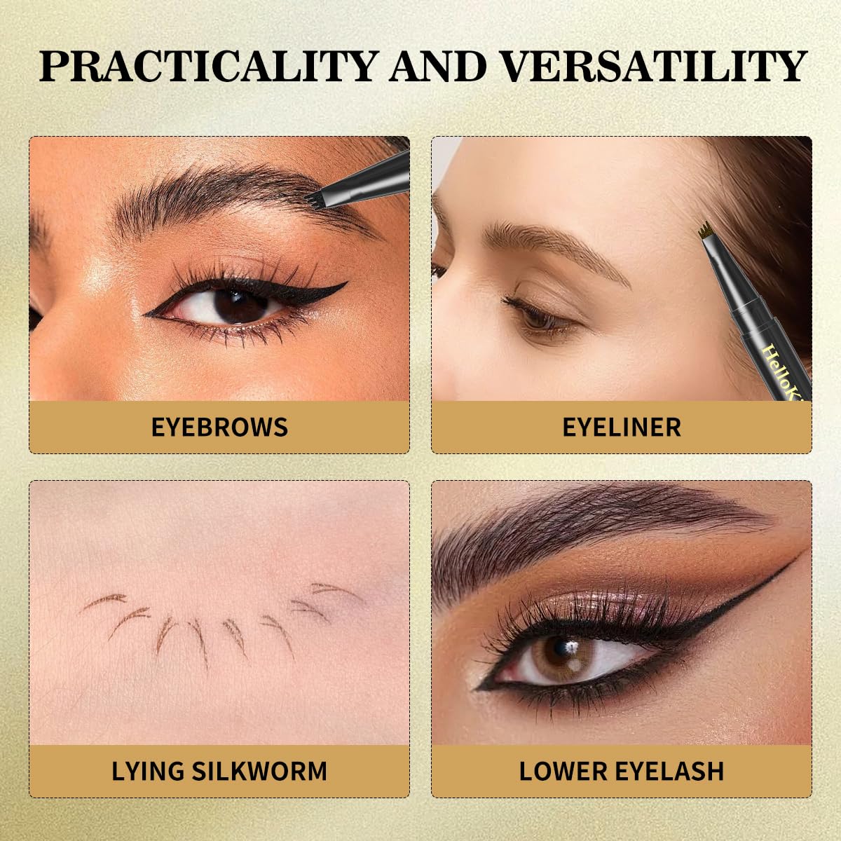 Microblading Eyebrow Pencils For Women,Eyebrow Pen,Brow Pencil,Long Lasting Waterproof And Sweat-Proof,4 Tip Precise Eye Brow Makeup Pen,Create Natural Hair-Like Brows