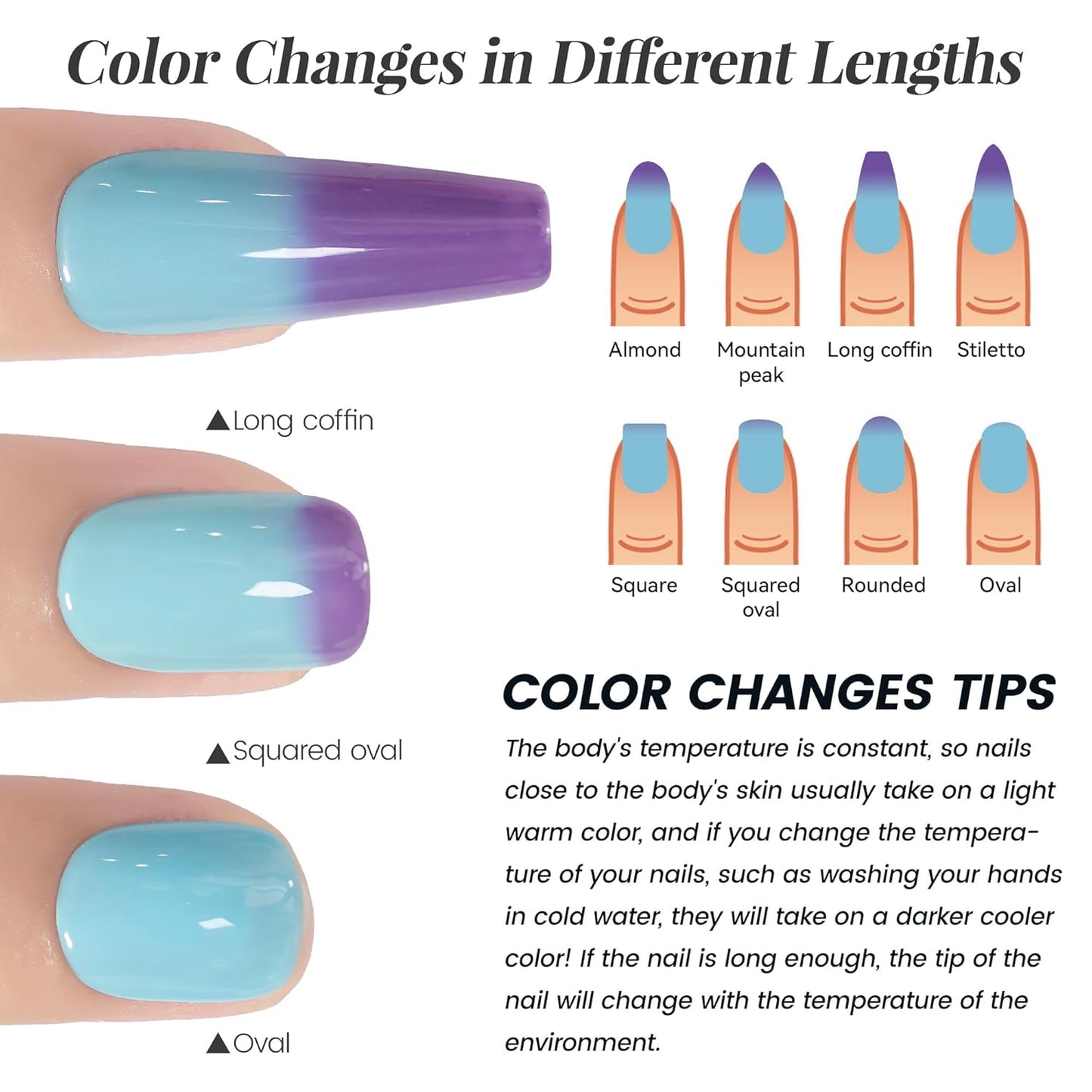 YTD Likomey Color Changing Gel Nail Polish,15ml Mockingbird Egg Blue To Purple Mood Temperature Change Colors,Fall Winter Thermal Ombre UV Manicure Pastel UV Nail Varnish,WB343