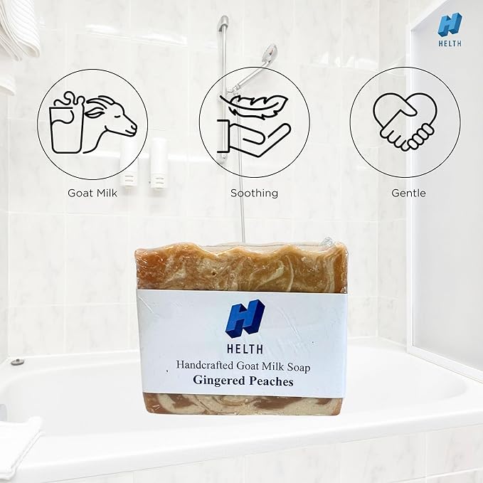 Spa Kit Birthday Box with Loofah Body Brush Gingered Peaches Goat Milk Soap, Orange