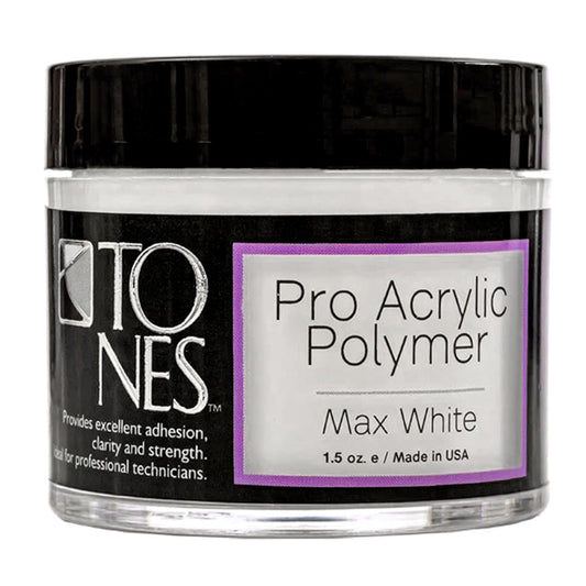 Tones Pro Acrylic Nail Powder, Max White (Creamy, Soft Off-White), (1.5 Fl Oz) - Long-Lasting & Non-Yellowing Polymer for Salon Quality Nail Extensions & 3D Art