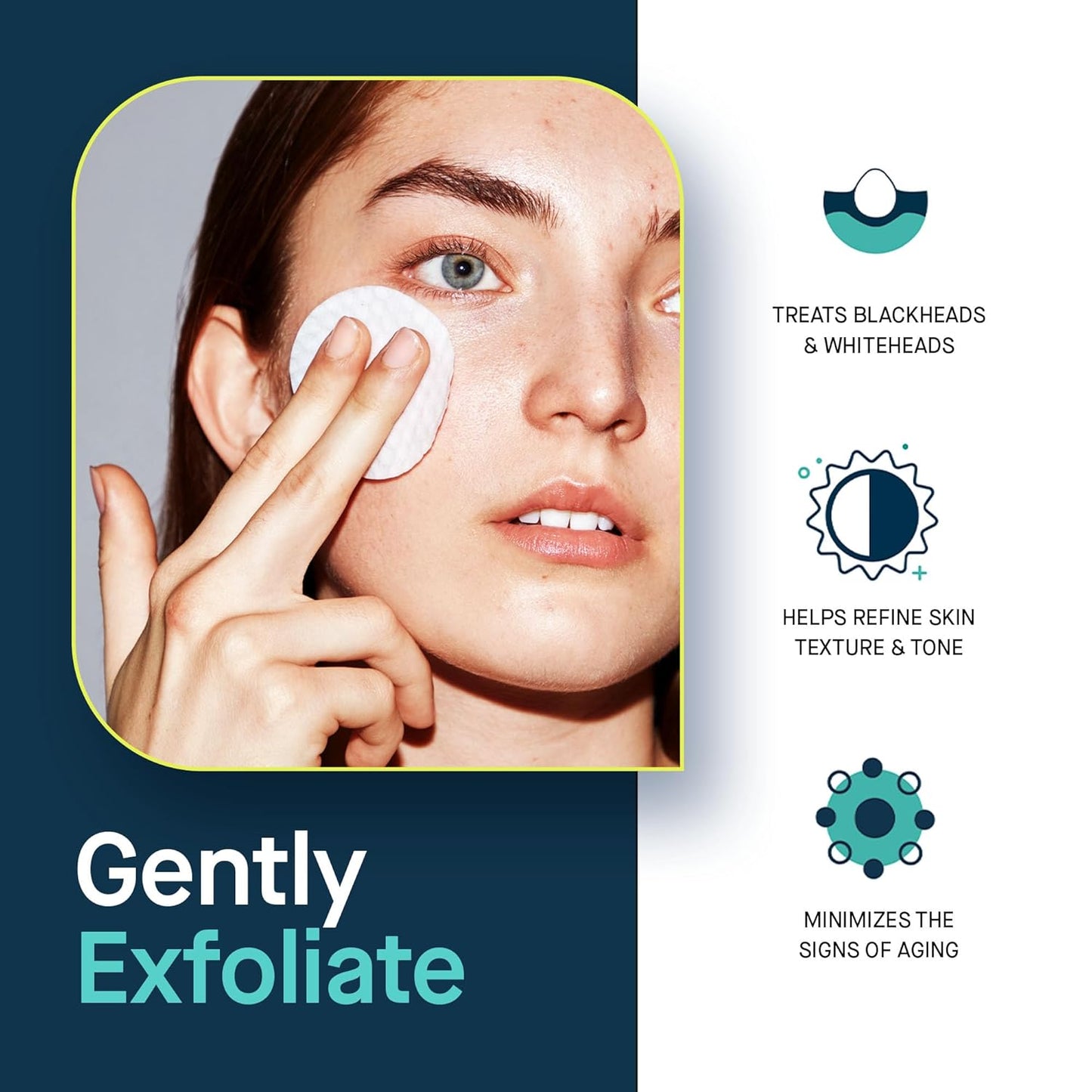 SLMD by Dr. Pimple Popper - AHA BHA Toner Pads Swipes, Salicylic Acid, Glycolic Acid & Lactic Acid - Daily Resurfacing Pads for Face & Body - Facial Exfoliating Resurface, Treat, and Prevent Acne