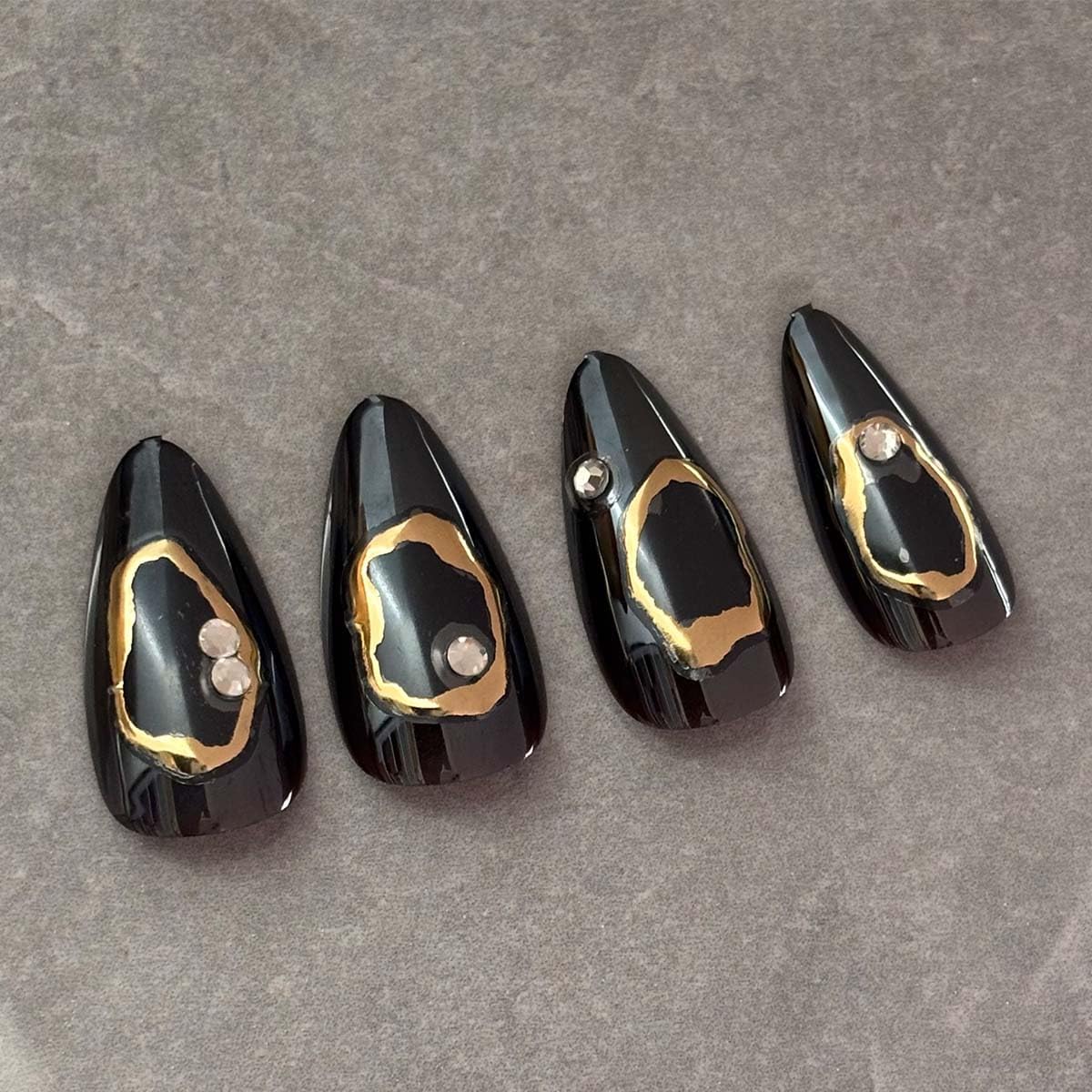 Gold Nail Art Stickers 5D Embossed Self Adhesive Nail Decals Gold Irregularity Nails Sticker with Rhinestone Design Nails Supplies for Women Girls Nail DIY Decoration 1Sheet