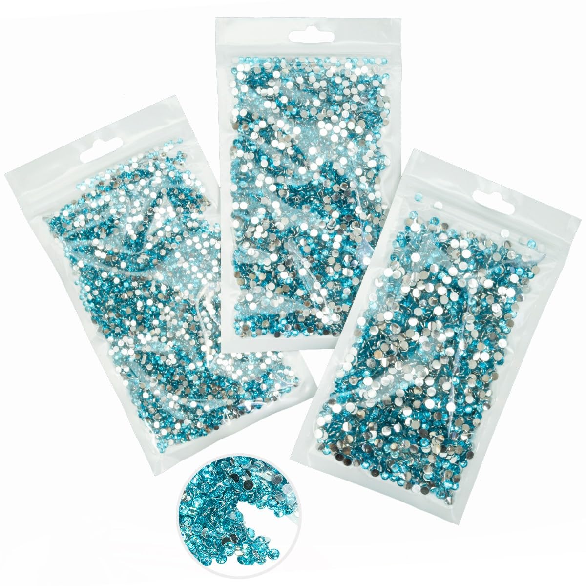 16000PCS Teal Blue Crystal Resin Rhinestones for Crafting 3mm 4mm 5mm Blue Zircon Flatback Stones Gems Non-Hotfix Diamonds Crystals Charms for Nails Face Eyes Makeup Tumblers Bottles DIY Crafts
