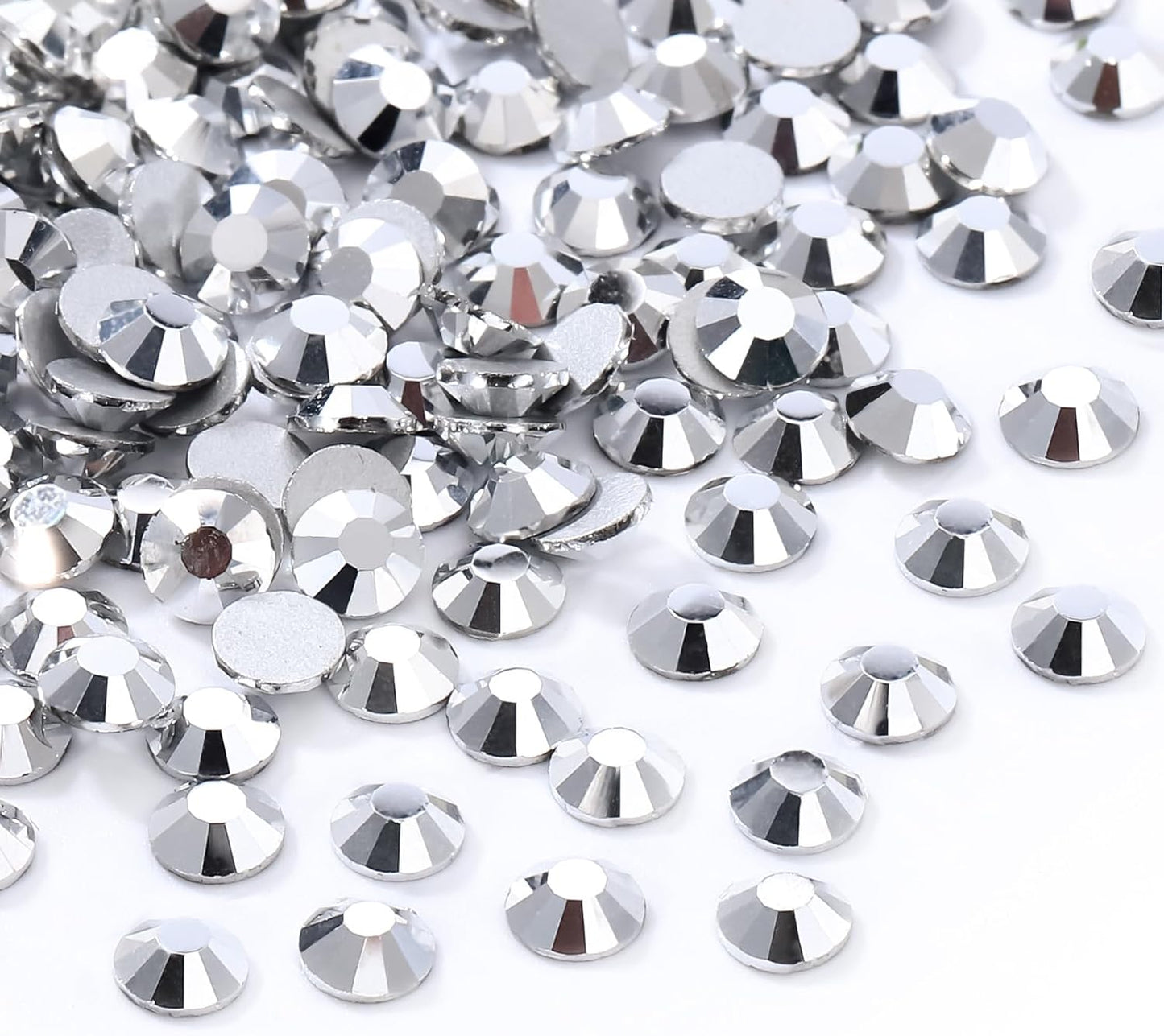 Silver Flatback Rhinestones, Glass Rhinestones for Nail Art and Craft, Glue Fix, Loose Crystal Gemstones(Silver, SS16, 1440pcs, 3.8-4.0mm)
