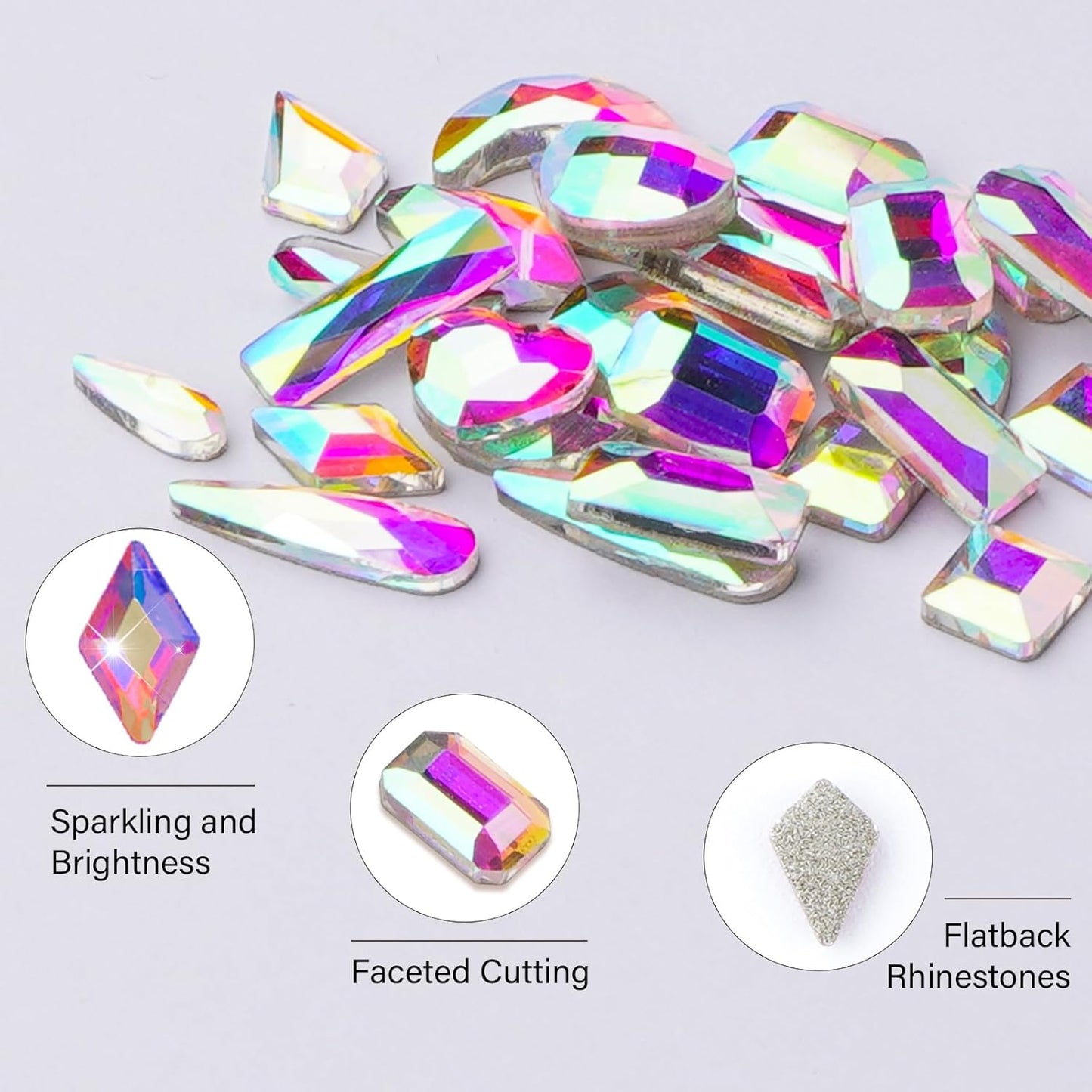 Canvalite 2900Pcs Rhinestones for Nails, 18 Styles Multi Shape Nail Charms and Gems Shiny Glass Crystal Flatback Nail Rhinestones Set for Nail Art with Rhinestone Picker and Tweezers