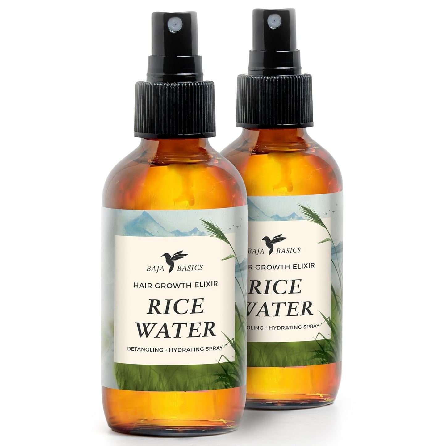 Rice Water for Hair Growth – Fermented Leave-In Spray for Thicker, Longer, Shinier Hair – Split End Repair & Dry Scalp Treatment – Curly, Straight, Fine & Thick Types – 4oz, 2-Pack