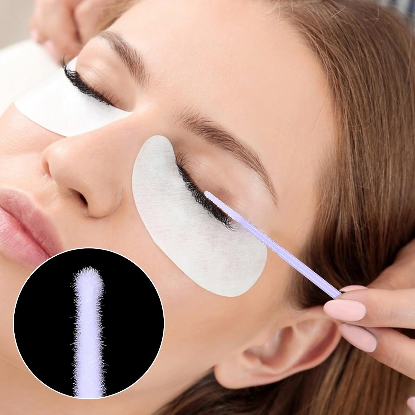 200 Pcs Disposable Micro Applicator Brush, Microswabs for Eyelash Extensions, Long tip Microbrush, Micro Cotton Swabs for Eyelash Extensions, Makeup, Personal Care (Light Purple)