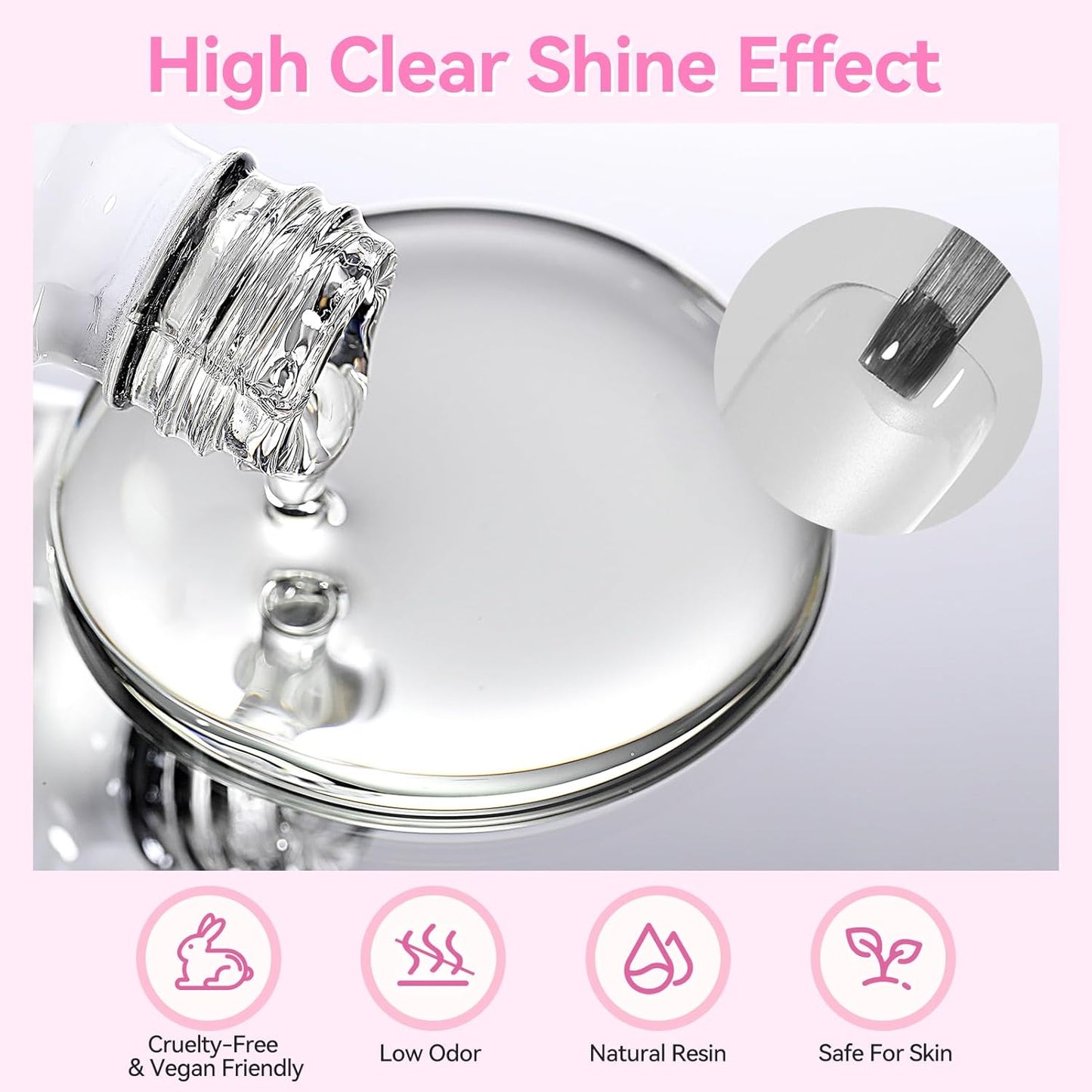 Born Pretty Gel Top Coat,15ml Gloss Top Coat and Nail Glue for Tips Set,No Wipe Super Top Coat Not Chip or Peel and Long Lastingfor Nail Art