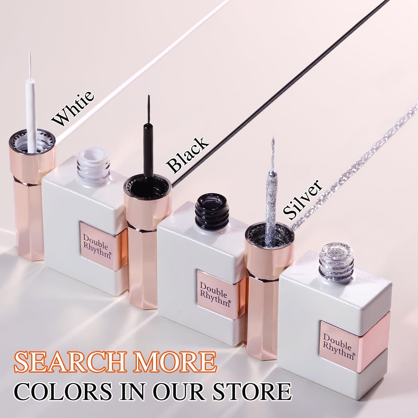 Double Rhythm 15 Ml Metallic Gel Liner Nail Art Bronze Mirror Chrome Painted Drawing Stripper 3D Effect Gel Polish (Glitter Silver-L1001)