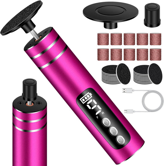 EAONE 2 in 1 Electric Callus Remover for Feet/Hands(Rose Red), Professional Pedicure Tools Foot/Nail File for Women Men Dry Crack Dead Skin Removal & Nail Care with 9 Speed Control/Digital Display