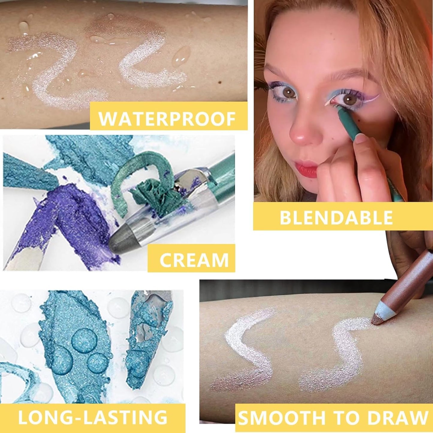 Eyeshadow Stick,Blendable Creamy eyeshadow Eye Brightener Stick, Waterproof Eyeshadow Pencil Long Long Lasting Crayon , Smooth Shimmer Eye Shadow Highlighter Eye Liner Makeup.#1Dark Gray Shimmer