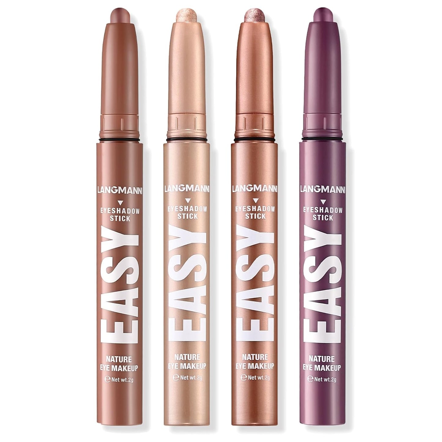 LANGMANNI Eyeshadow Stick,4 PCS Waterproof Multi-Color Eyeshadow Pen Set,Creamy Long-Lasting Eye Makeup Kit,Natural & Shimmer Shades Contour Stick,Gifts For Women (#5+8+12+18-4Colors)