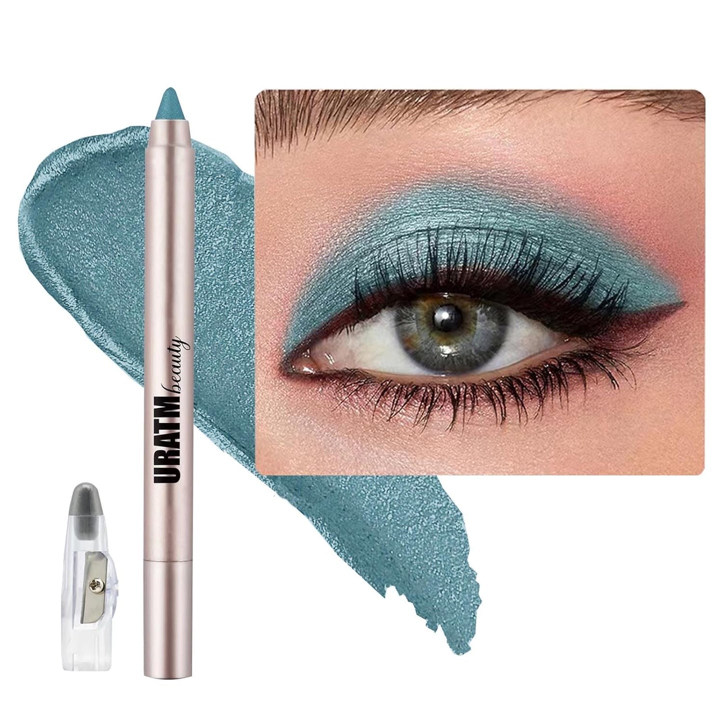 Blue Eyeshadow Stick, Blendable Creamy eyeshadow Eye Brightener Stick, Waterproof Eyeshadow Pencil Long Lasting Crayon, Smooth Shimmer Eye Shadow Highlighter Eye Liner Makeup.#B05 blue shimmer