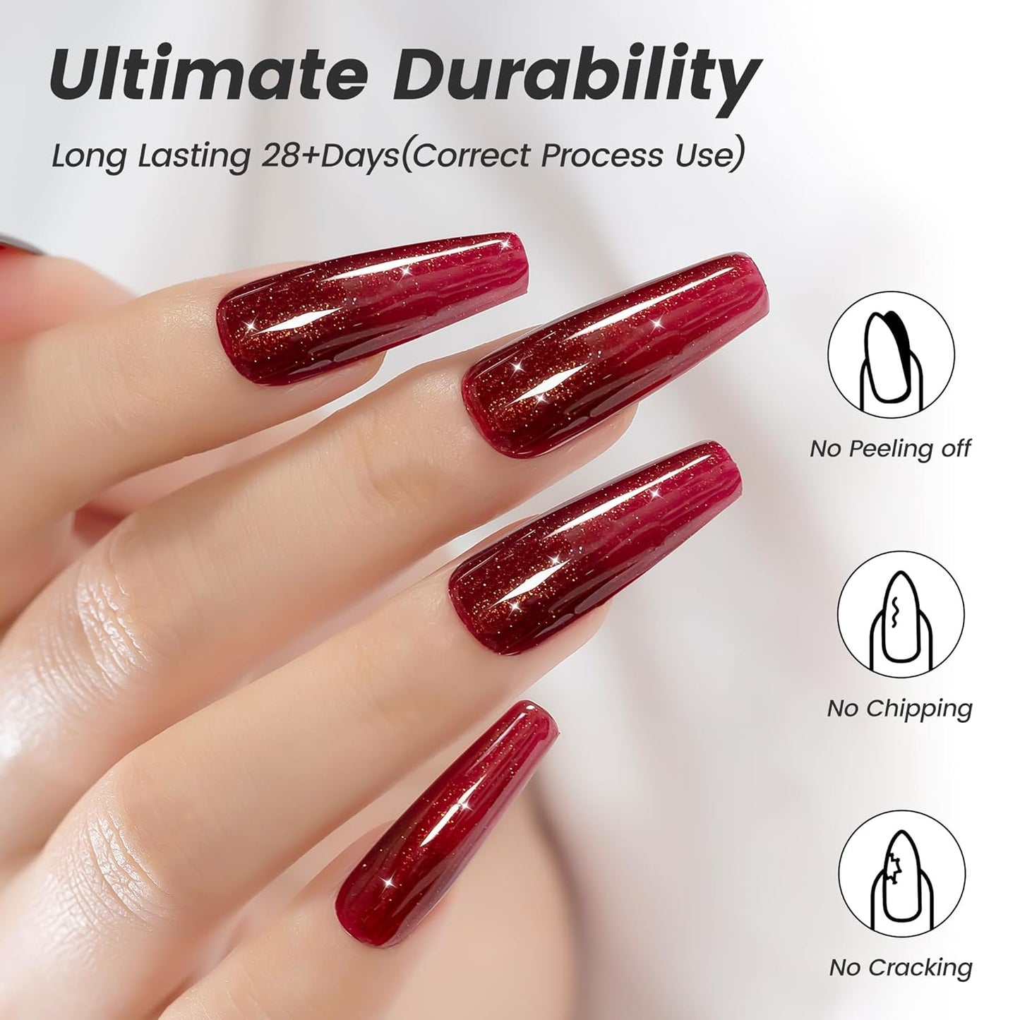 YTD Likomey Glitter Gel Nail Polish,15ml Burgundy Glitter Fall Winter Dark Red Shimmer Shiny Sparkly Salon Home DIY Manicure UV Color Varnish,SF400