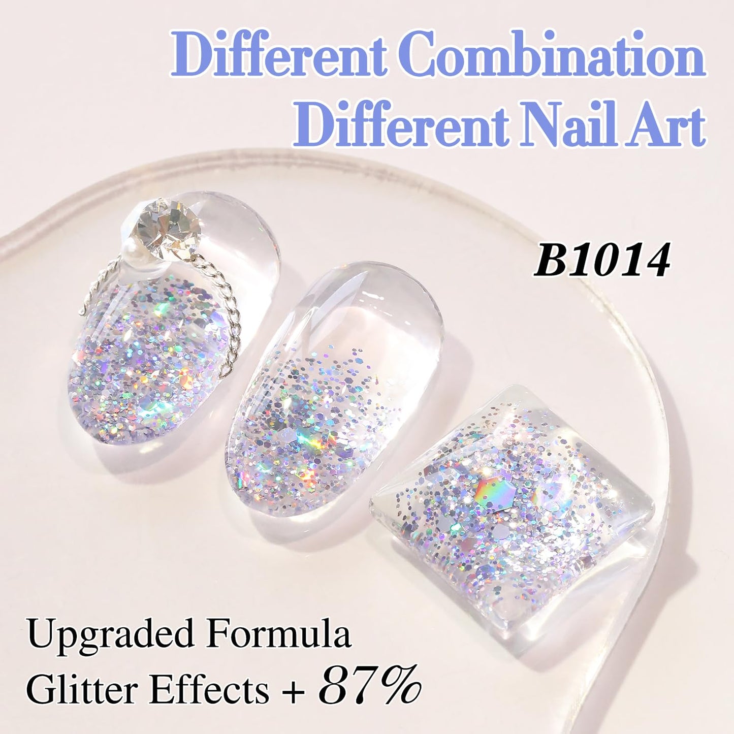 Double Rhythm 0.5Oz Glitter Gel Polish Shimmer Reflective Color for Nail Art Salon DIY Soak Off 15ml Nail Lamp Gel Polish at Home (Pastel Blue-B1014)