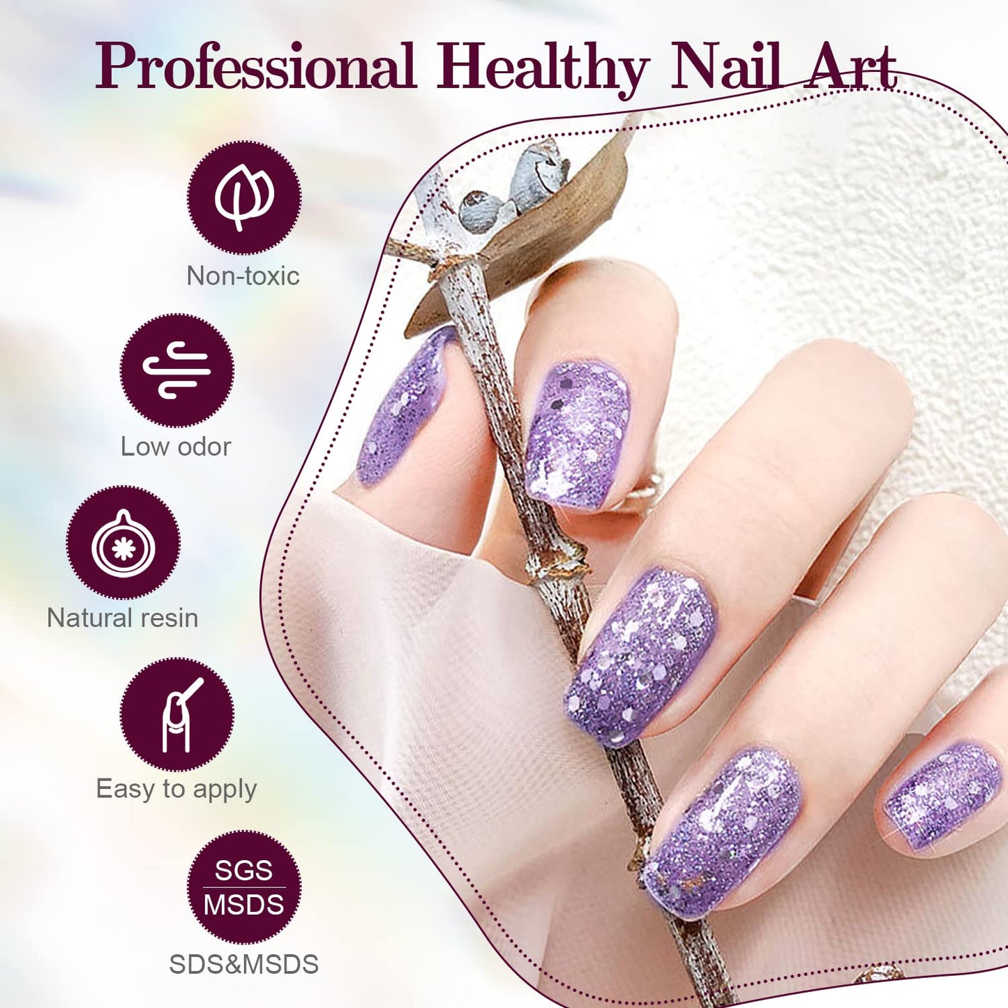 JODSONE Gel Nail Polish Shiny High Gloss Surface Strengthening Glitter Minimalistic Artistic Creation Starter Set 36 Pieces