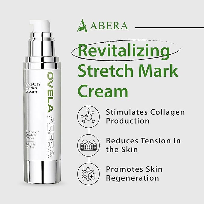 Abera Ovela Stretch Mark Cream, Stretch Marks Treatment For Pregnancy and Weight Fluctuations, Effective Treatment for Stretchmarks in All Skin Types (A. 1 Box + Ice Roller)
