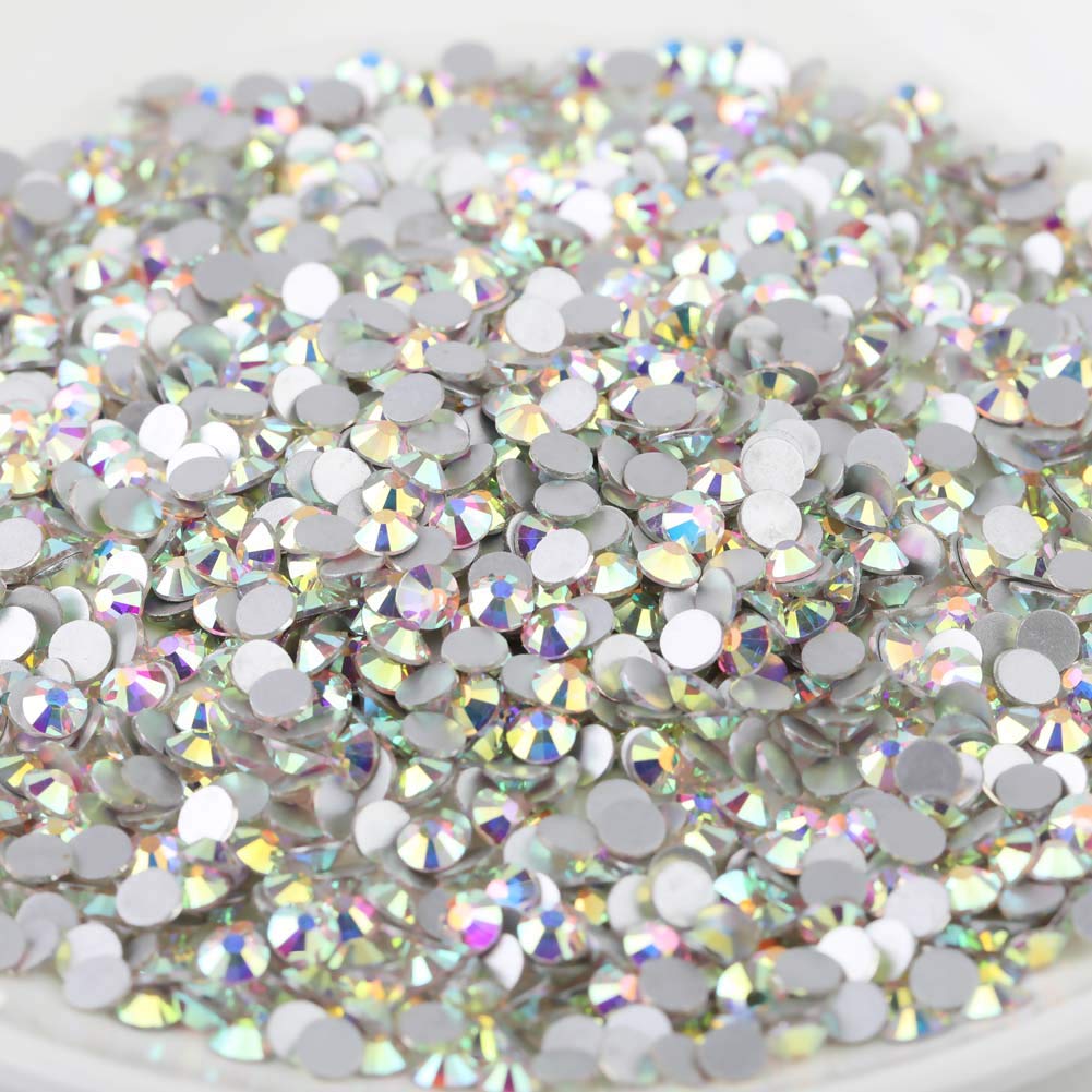 Beadsland 2880pcs Flat Back Crystal Rhinestones Round Gems for Nail Art and Craft Glue Fix, Crystal AB,SS4,1.5-1.7mm
