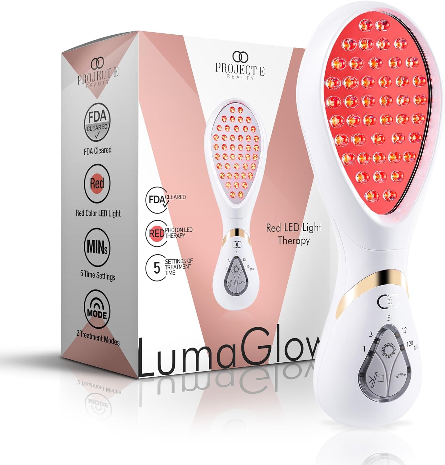 LumaGlow Red LED Light Therapy by Project E Beauty | Skin Rejuvenation and Anti-Aging | Diminish Fine Lines & Wrinkles