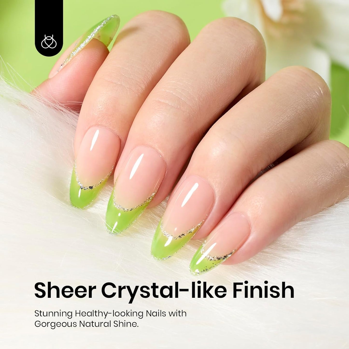 Beetles Green Gel Nail Polish, 15ML Light Green Jelly Gel Polish Soak Off UV Sheer Translucent Effect Spring Summer Gel French Nail Art Design Manicure Gift for Women