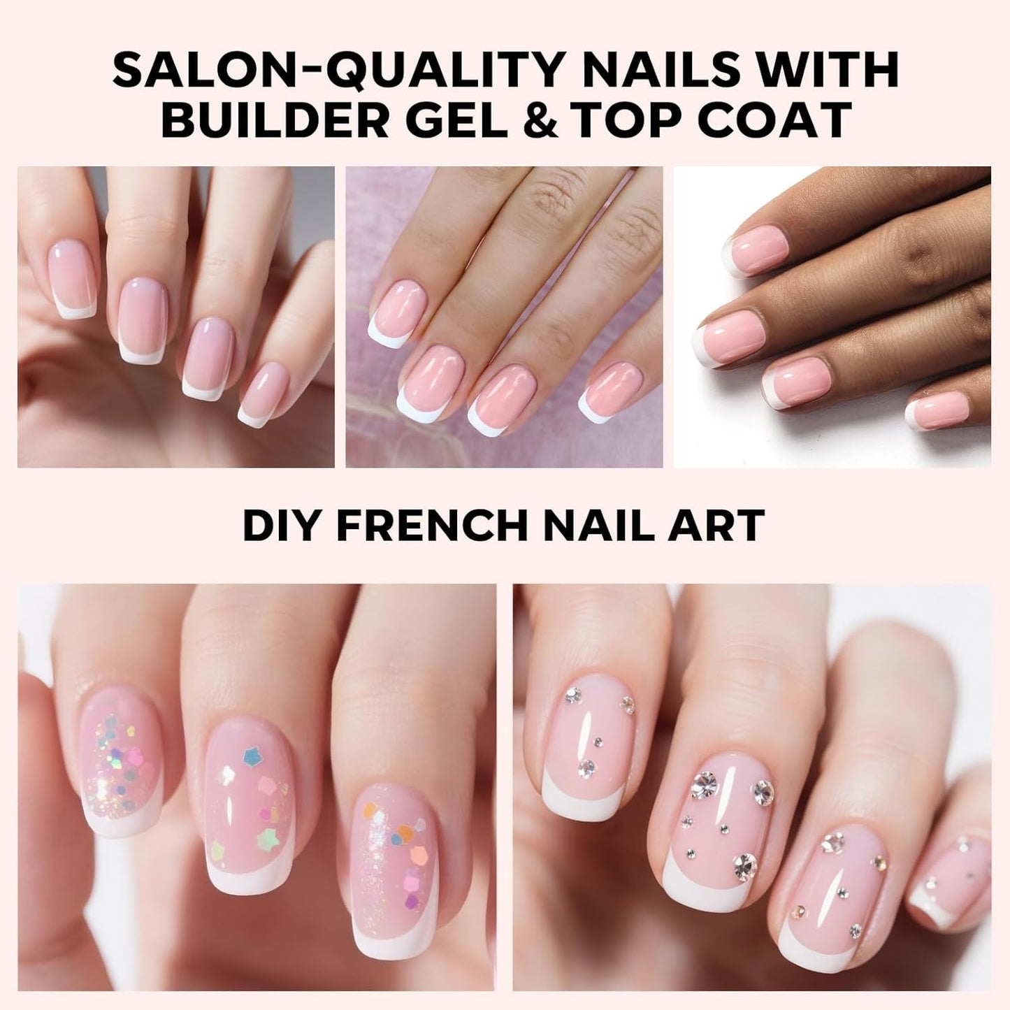 modelones French Tip Press on Nails, 150Pcs Extra Short Square Fake Nails with Nail Box, Pink Gel Nail Tips for Women, Soft Glue-On Nails for Natural Salon Look, DIY Nail Art Kit (15 Sizes)