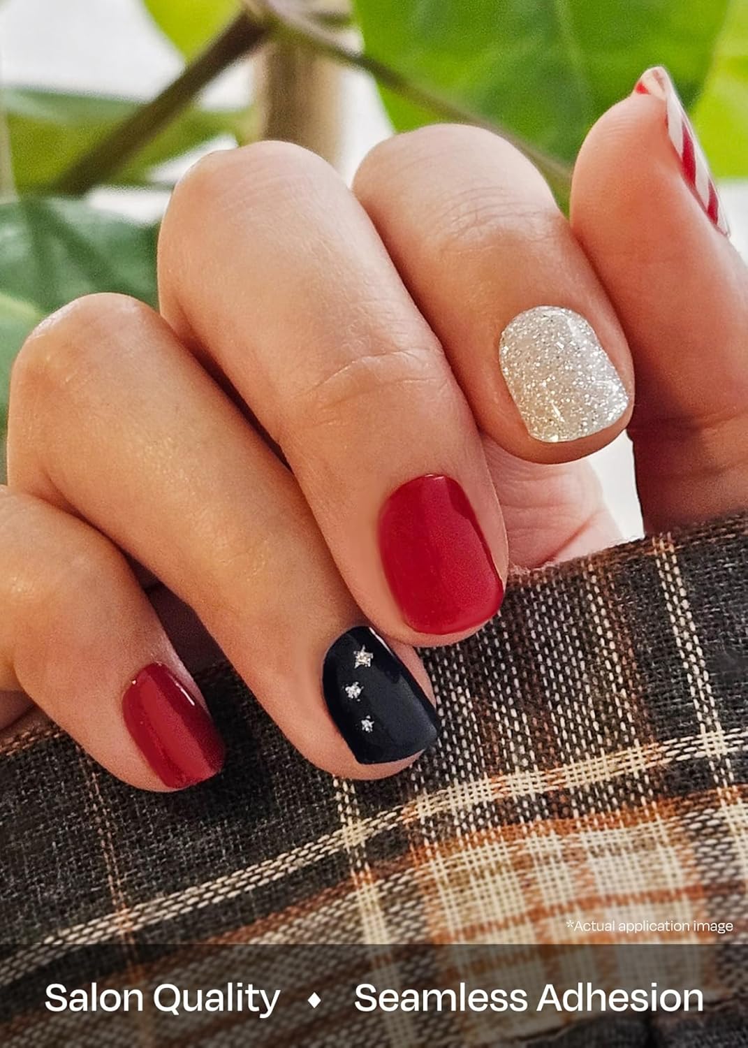 ohora Semi Cured Gel Nail Strips (N State Twilight) - Works with Any Lamps, Salon-Quality, Long Lasting, Easy to Apply & Remove - Includes 2 Prep Pads, Nail File & Wooden Stick