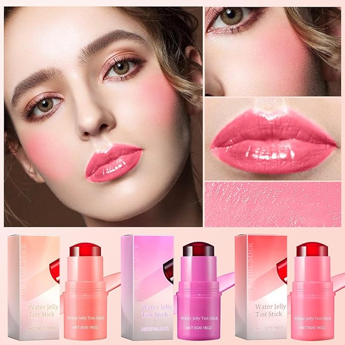 Milk Jelly Blush Cooling Water Jelly Tint, Milk Jelly Tint Jelly Blush Stick, Milk Lip And Cheek Stick, Sheer Lip & Cheek Stain, Jelly Tint Makeup (Purple, Free Size)