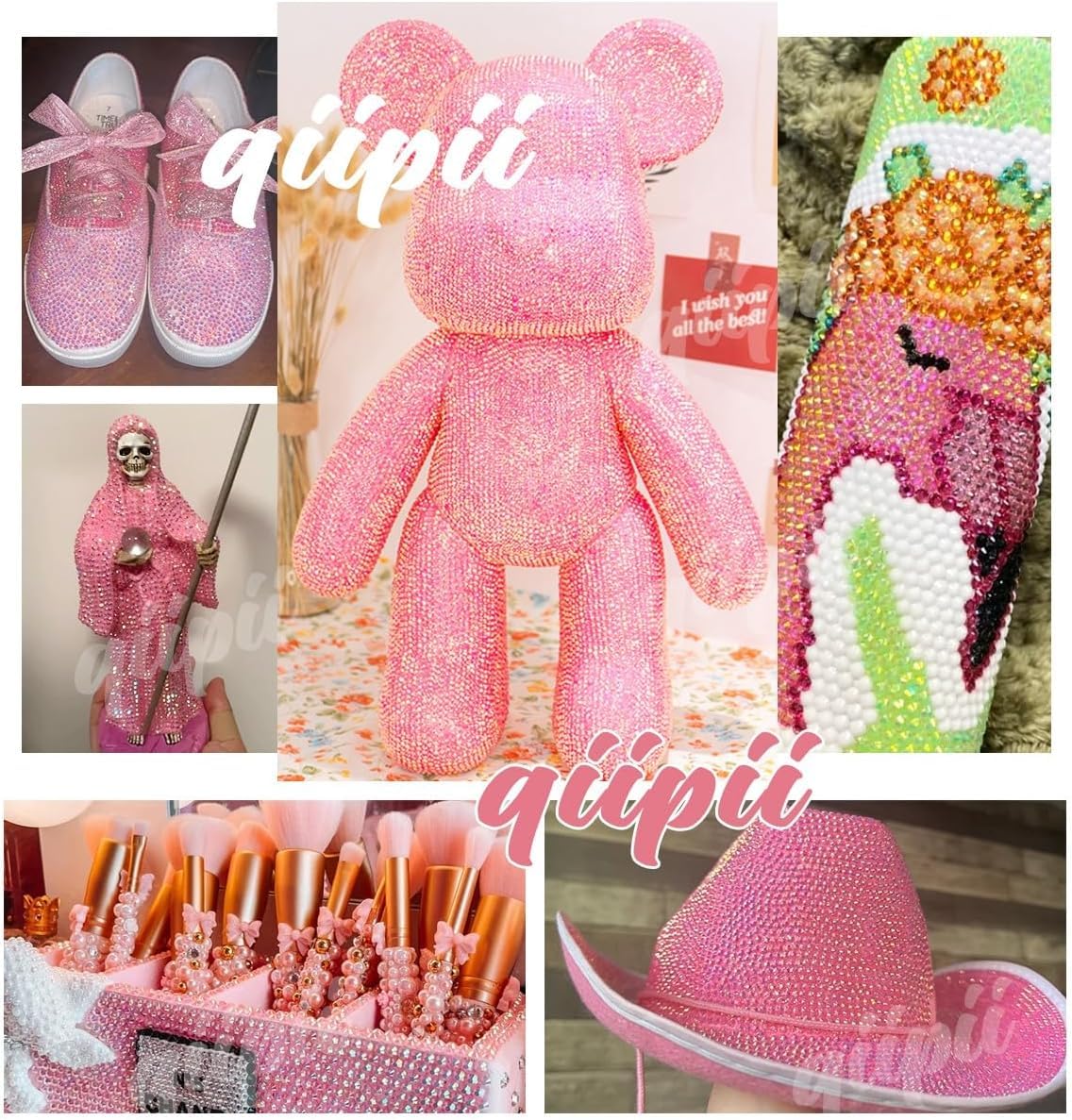 16000PCS Hot Pink AB Resin Rhinestones for Crafting 3mm 4mm 5mm Rose Pink Flatback Jelly Stones Bulk SS10 SS16 SS20 Diamonds Gems Charms for Nails Face Eyes Makeup Mugs Tumblers Bottles Crafts Shoes