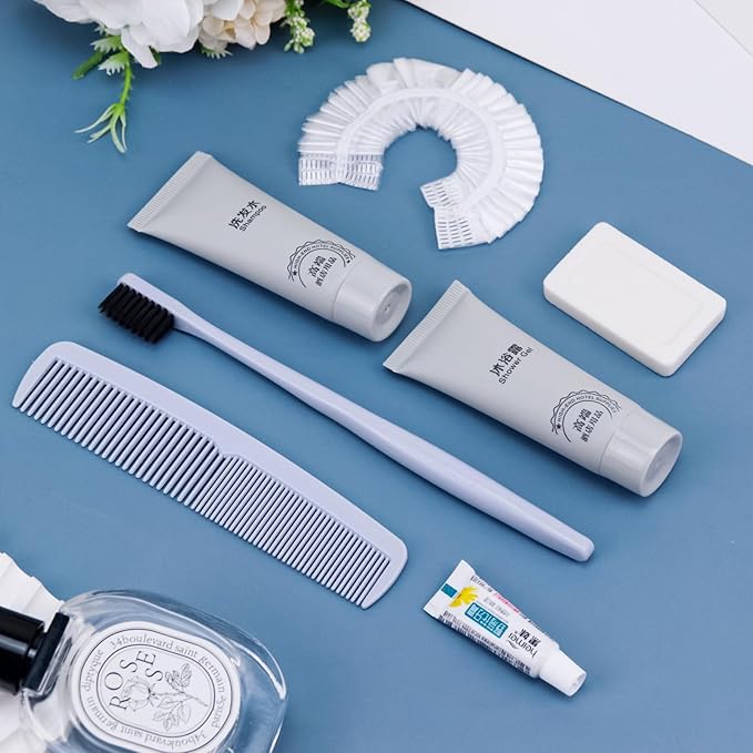 Hygiene Kit, Hygiene Kit Bulk, Travel Hygiene Kit With Toothbrush, Toothpaste, Comb, Shampoo, Shower Gel, Shower Cap And Soap, Individually Packed, Suitable For Hotel, Home, Travel (25 sets)