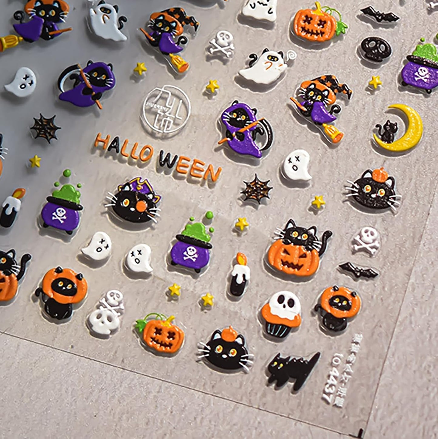 5D Embossed Halloween Nail Stickers Ghost Nail Decals for Acrylic Nails Designs Cute Bat Cat Pumpkin Nails Art Stickers Self Adhesive Halloween Nail Art Supplies for Women Nail Manicure
