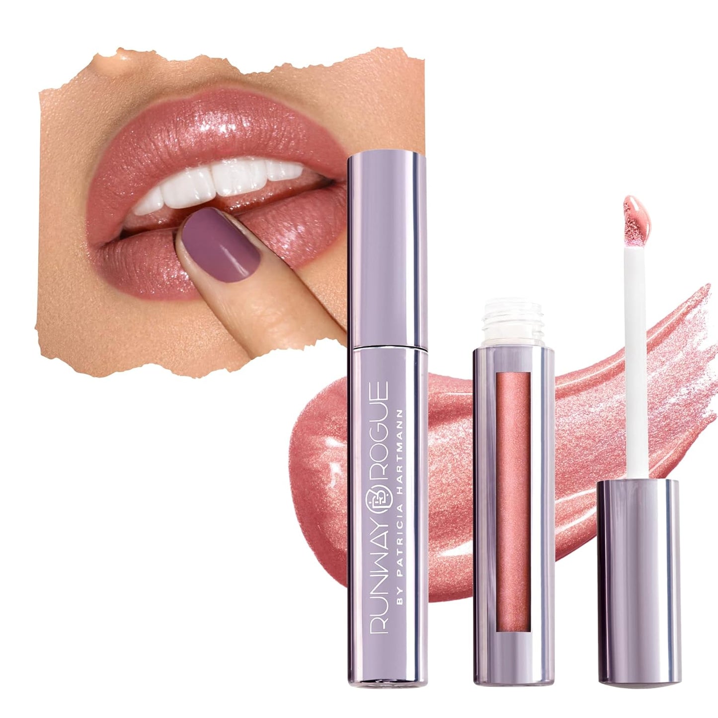 Runway Rogue LuxGloss Lip Gloss, High-Pigment Shimmery Muted-Rose Lip Gloss, ‘Strike a Pose’