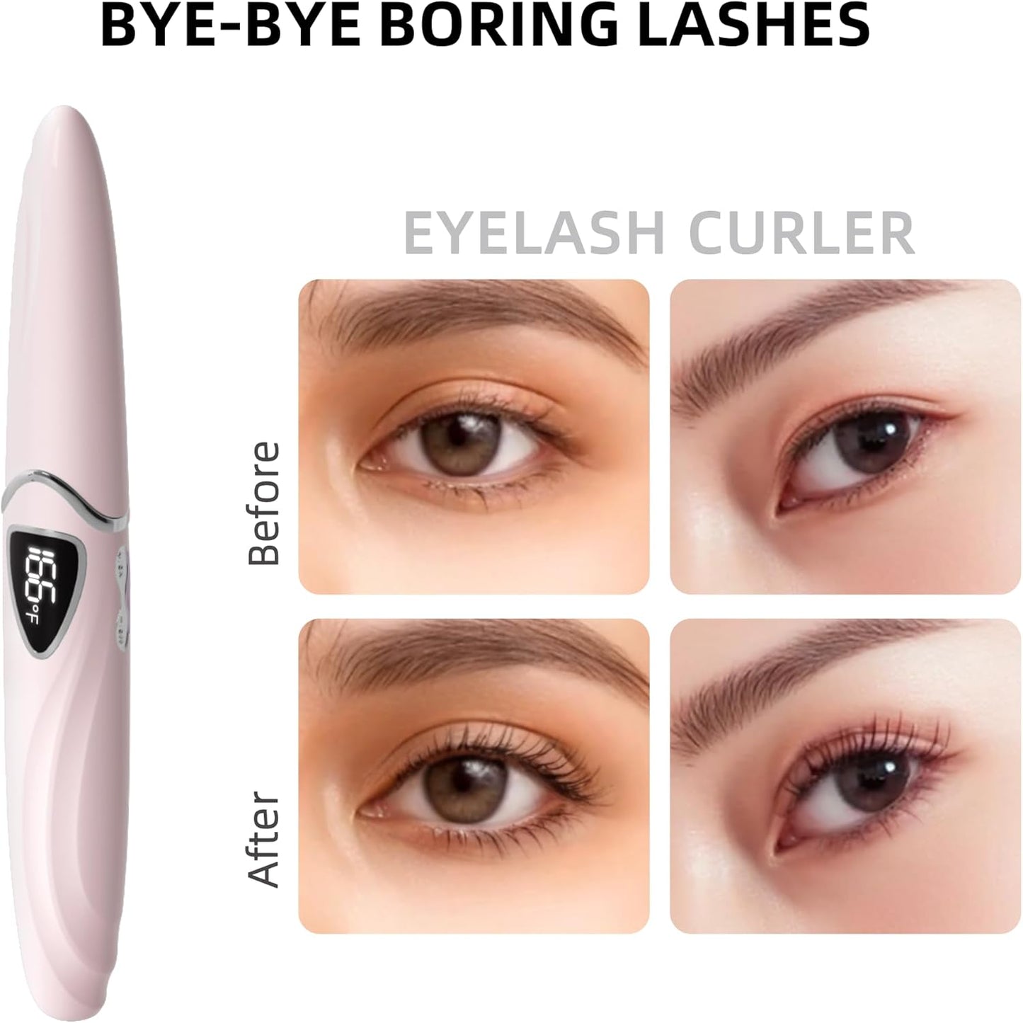 Heated Eyelash Curler, S600 Heated Lash Curler, Accurate Temperature Control Electric Eyelash Curler Heated - Intelligent Power Off, Natural Long Lasting Makeup - Primrose Pink/Silver