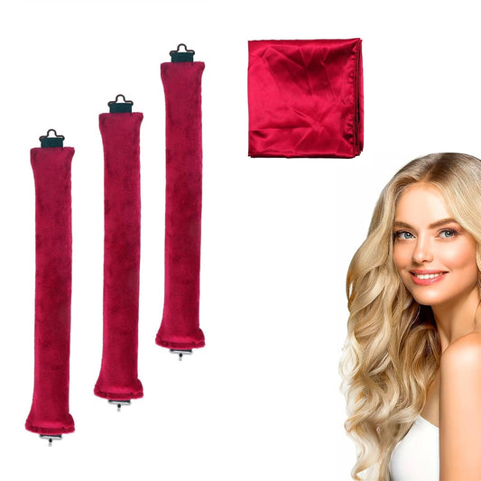 Heatless Hair Curler Overnight Curl Rods for All Hair Types, Healthy and Stylish Heatless Curling Set jumbo heatless hair curler to sleep in Heatless Hair Curlers (Wine Red, Medium)
