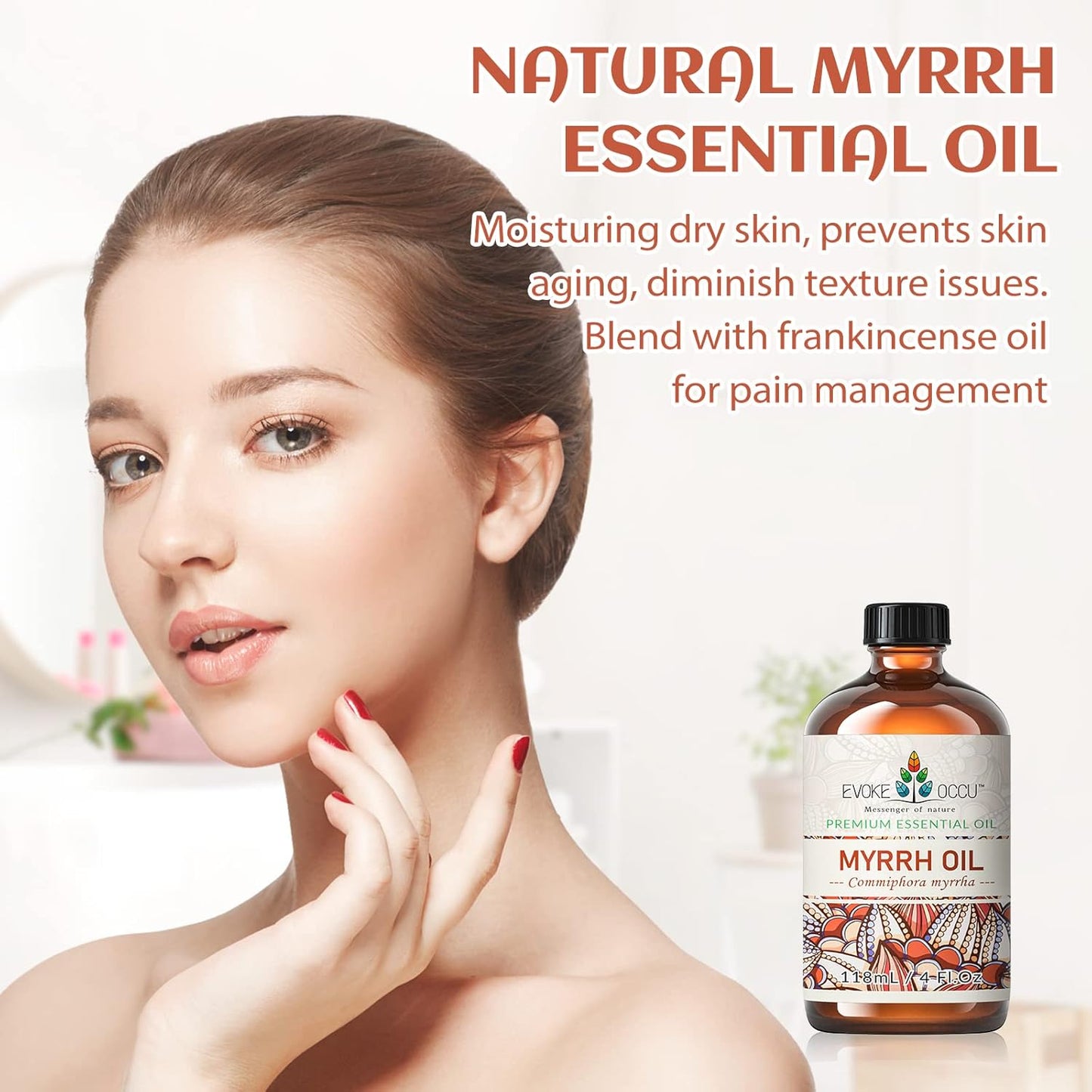 EVOKE OCCU Myrrh Essential Oil for Discomfort Relief, Skin Care - 4 Fl Oz