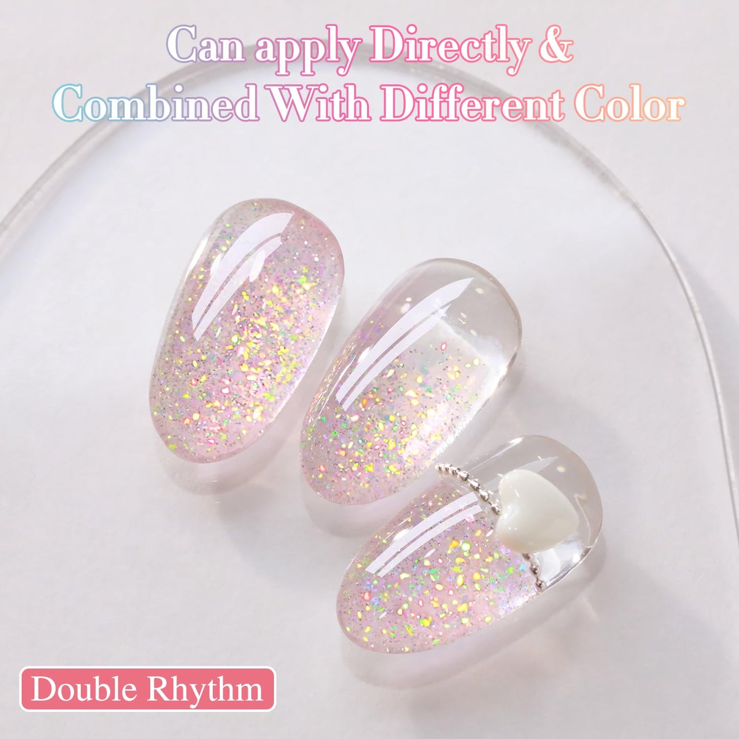 Double Rhythm 0.5Oz Glitter Gel Polish Shimmer Reflective Color for Nail Art Salon DIY Soak Off 15ml Nail Lamp Gel Polish at Home (Pink-B1161)