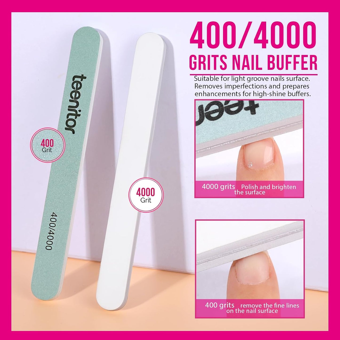 Teenitor Gel Nail Polish Remover Kit with 10pcs Nail Polish Remover Clips Cap 115pcs Nail Wipe Cotton Pads Nail Scraper Nail Files and Buffer Bushes - Hot Red