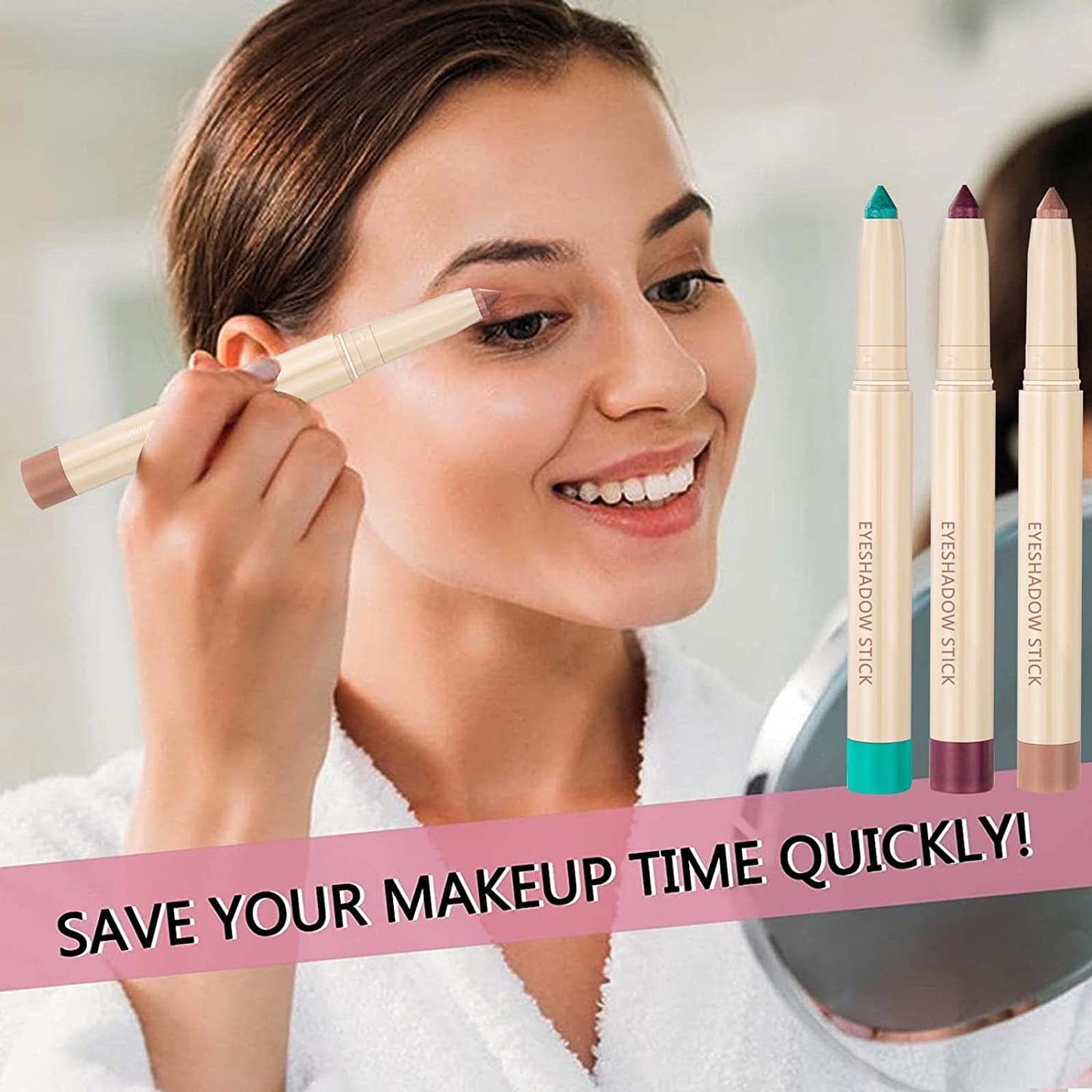 Pink Matte Eyeshadow Pencil, Waterproof Long Lasting Eye Shadow, High Pigment Hypoallergenic Highlighter Stick - Create Multi-Dimensional Eyes Look (05# Pink Matte)