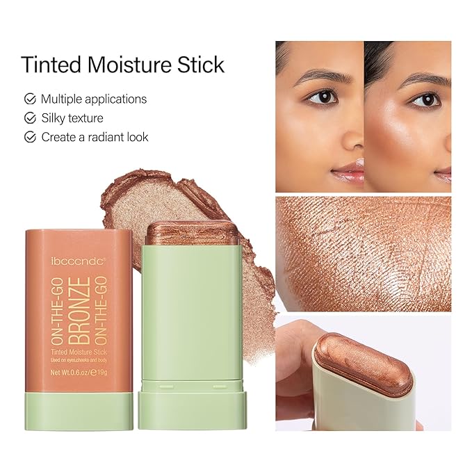 MEICOLY Cream Bronzer Stick, Natural Highlight Contour Makeup,Face Highlighter Stick,Contour Stick Facial Contouring Stick,Buildable Face Bronzer Face Shaping,Waterproof,02 Soft Glow