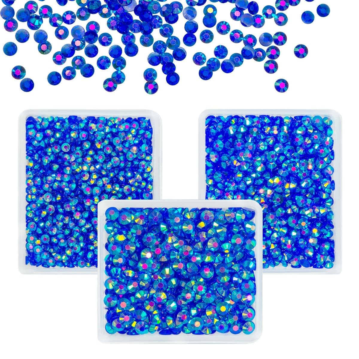 Transparent Royal Blue AB Resin Rhinestones for Crafting Dark Blue Flatback Jelly Stones 3mm 4mm 5mm Diamonds Crystals Gems Charms for Nails Face Eyes Makeup Tumblers Bottles DIY Crafts Clothes