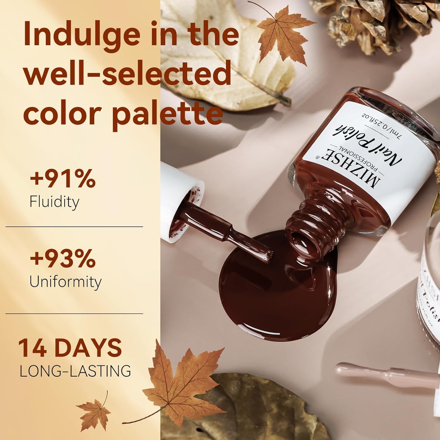 MIZHSE Brown Nail Polish Set - 6 Colors Nude White Glitter Winter Collection Quick Dry DIY Nail Art Salon Gift For Women