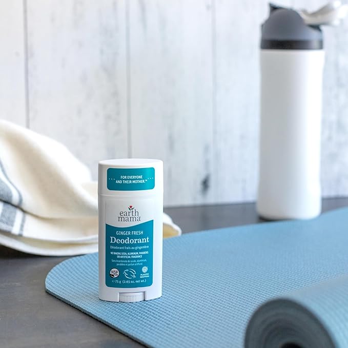 Earth Mama Ginger Fresh Deodorant | Safe for Sensitive Skin, Pregnancy and Breastfeeding, Contains Organic Ginger and Lime, No Baking Soda or Aluminum, 2.65-Ounce (2-Pack)