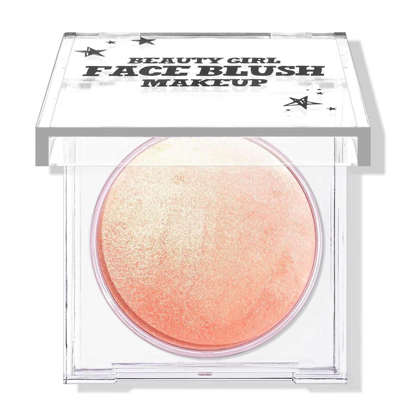 KYDA Baked Blush, Coral Glow Powder for Blush and Highlighter, High Glossy Finish, Lightweight Blendable Shimmer Blusher, Multiuse Baked Powder, 0.53 oz