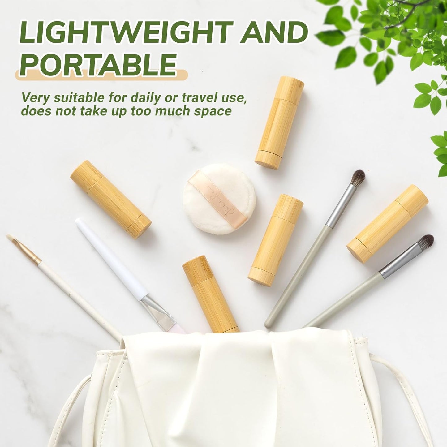 Leinuosen 36 Pcs Bamboo Empty Lipstick Tubes, Refillable 5g Lip Balm Containers with Rotable Plastic Inner for Women Girl DIY Cosmetic Lip Gloss Tubes for Lipstick, Deodorant, Solid Perfume, Makeup