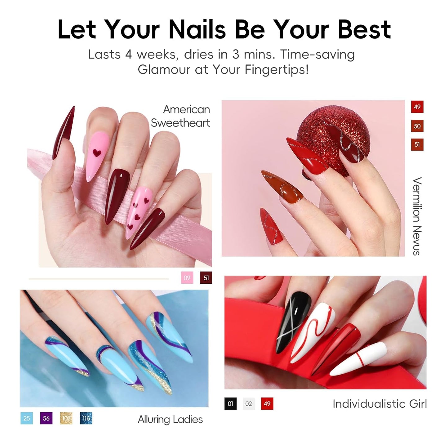 PEACECOLOR 53PC Gel Nail Polish Kit with U V Light and Drill, 35 Colors All Season Gel Polish Set Starter Kits with 5pc Matte Glossy Glitter Base Top Coat Complete Manicure Tools Home Salon Women