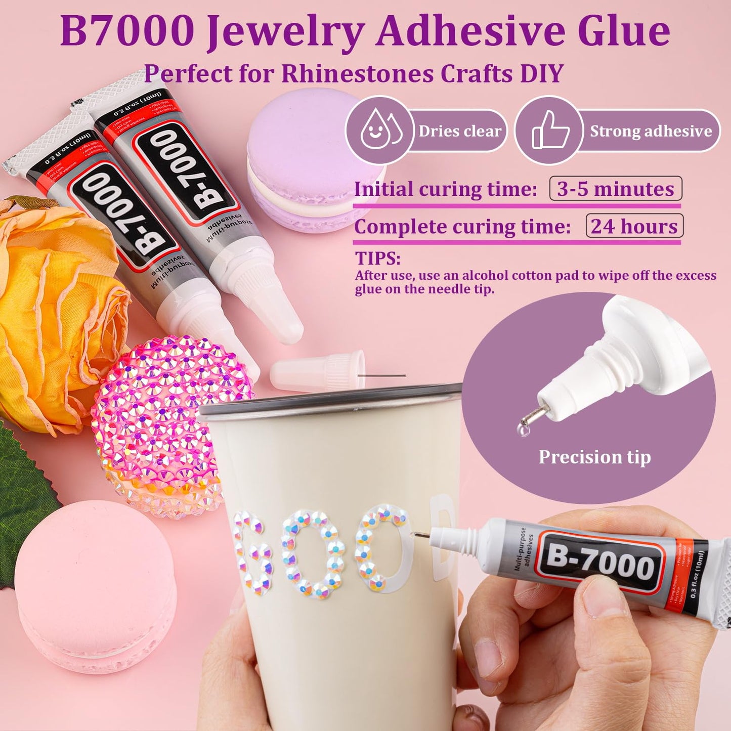 30000Pcs Resin Rhinestones for Bedazzling with Tweezers, White AB Rhinestones for Crafting with B7000 Jewelry Glue for DIY Crafts Clothing Tumblers Shoes Fabric Nail Art