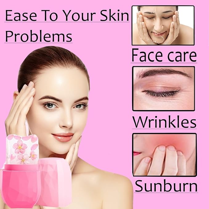 Ice Roller for Face & Eye Puffiness Relief - Enhance Your Natural Glow with Face Ice Roller, Ice Mold for Face with New Leak-Proof Design, Reusable Ice Face Roller-Gift for Women