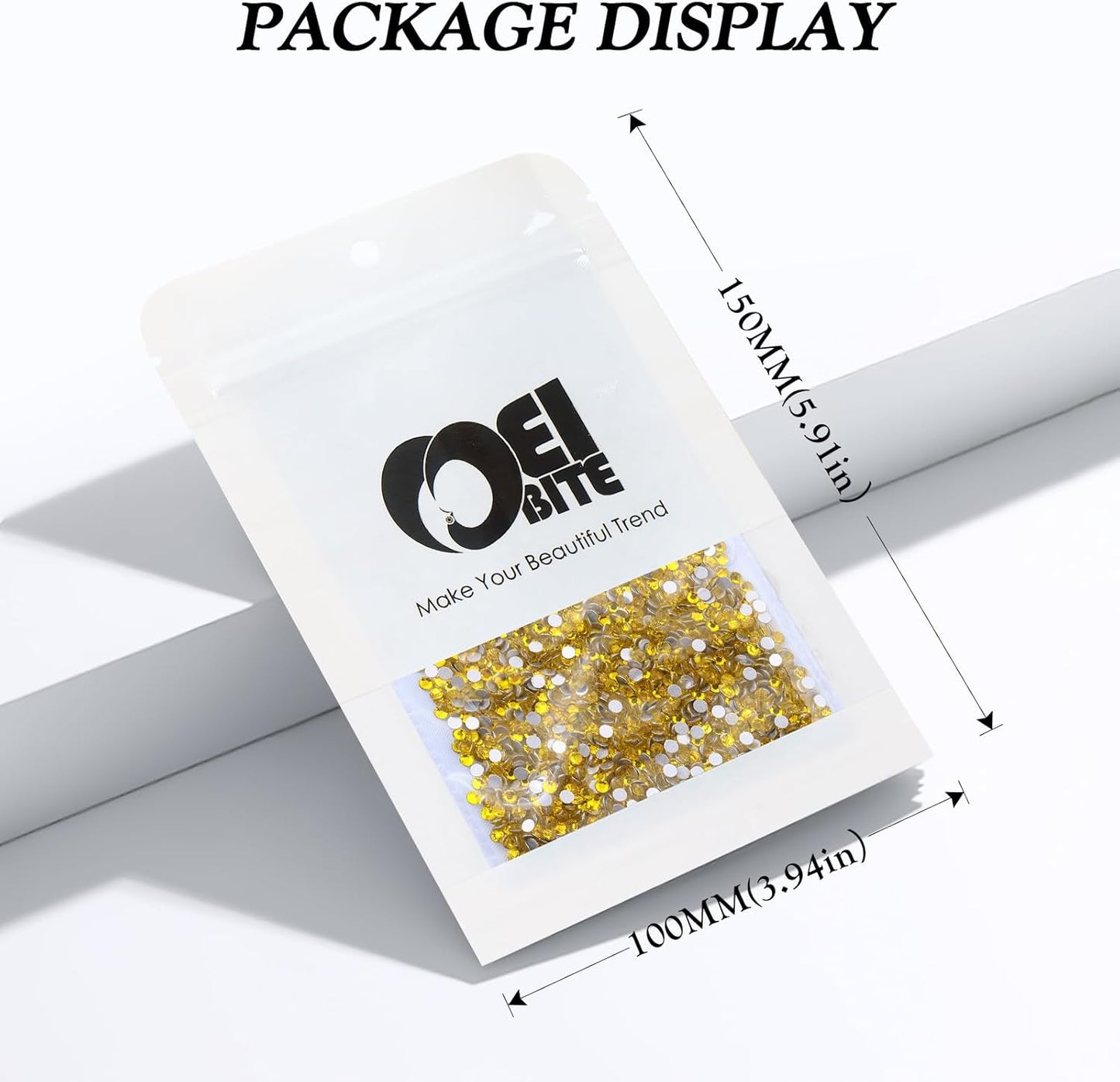 Yellow Flatback Rhinestones, Glass Rhinestones for Nail Art and Craft, Glue Fix, Loose Crystal Gemstones(Yellow, SS4, 2880pcs, 1.5-1.7mm)