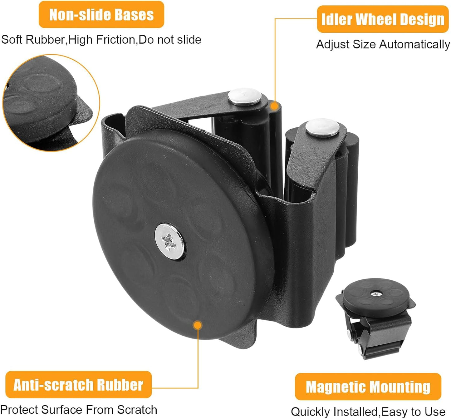 Magnetic Mop Broom Holder,4Pack Heavy Duty Magnetic Broom Holder for Cleaning Tools,D1.69” Strong Broom Mop Holder Wall Mount for Garage Kitchen Laundry Work Shop