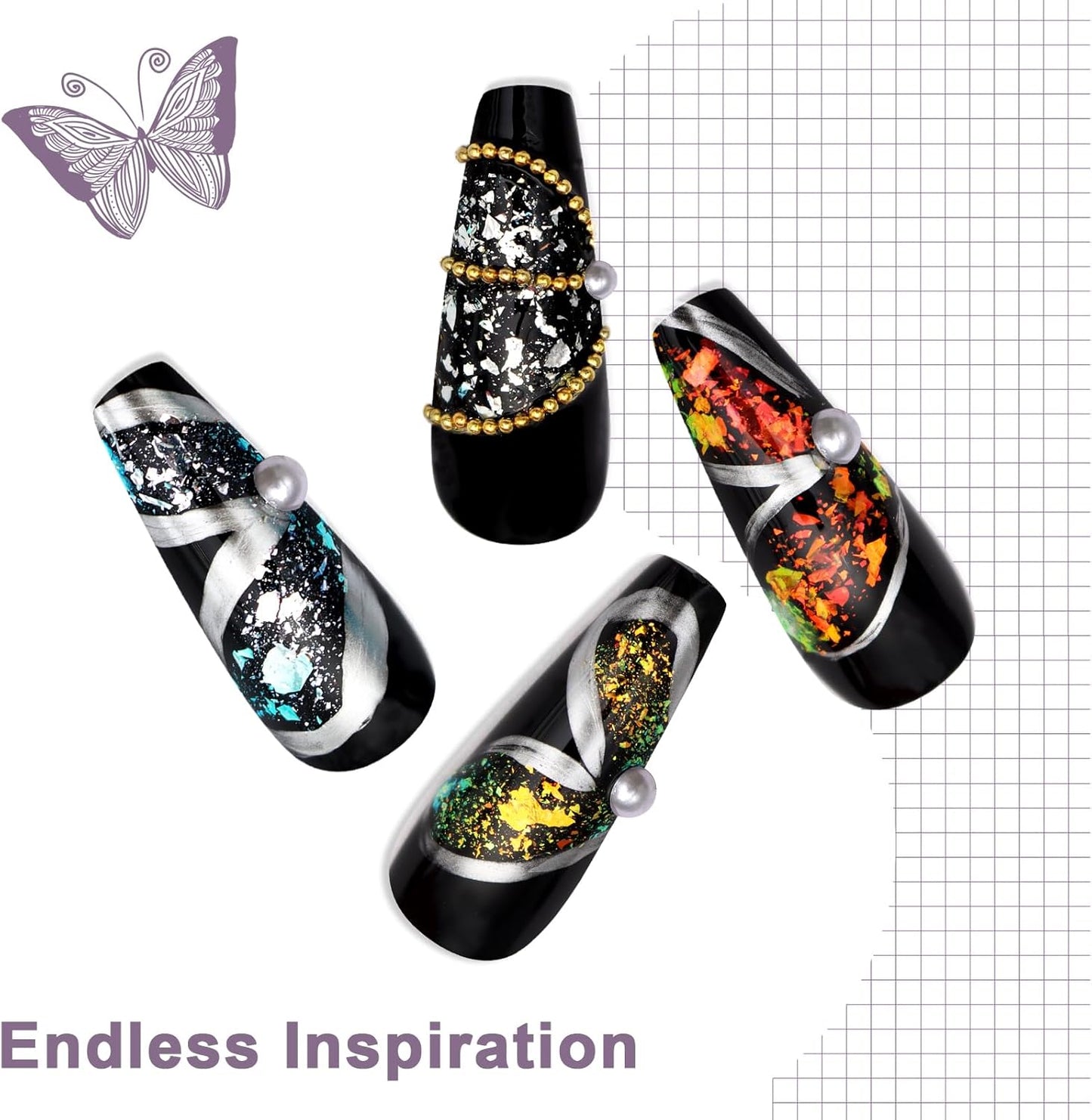 Laza Blue Green Chameleon Flakes Nail Glitter Irregular Opal Nail Foil Flakes Chunky Confetti Color-Shift Sequins Iridescent Fairy Dust for Mermaid Nails Design, Nail Decorations for Nail Art